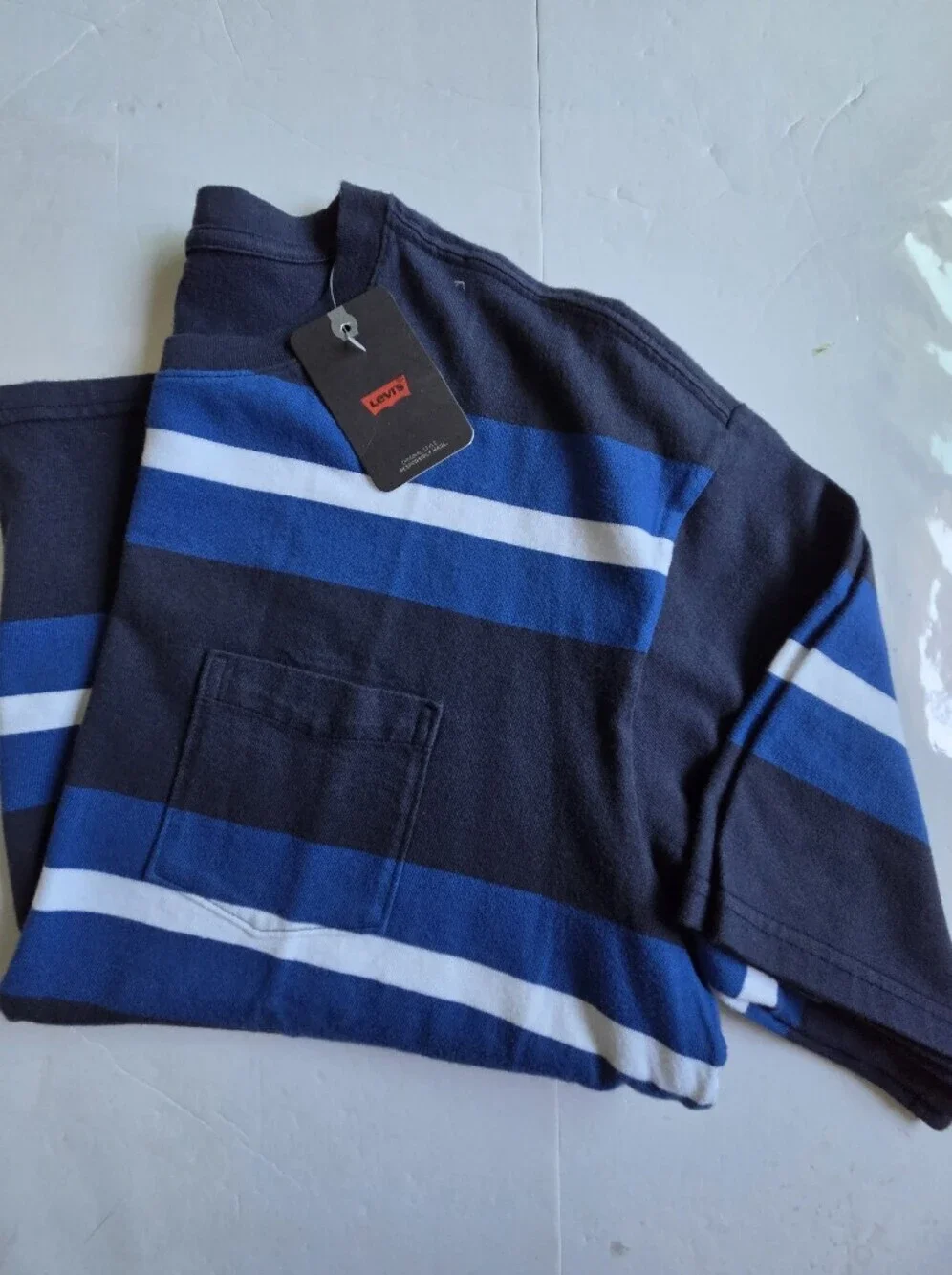 Levi's Men's Navy, Blue & White Striped Loose⁷ Pocket Tee